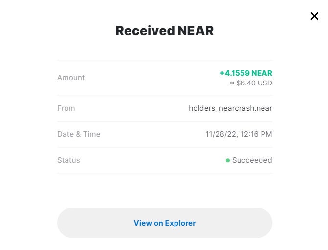 dauliartnft's tweet photo. Thanks to @nearcrash_io for the weekly payout 🙌 

Mondays are soo much better with holding a pilot :)

I see a bright future 🧠

#nearcrash #nft #gamble #payout #crypto #near #solecoandtheteamarekings https://t.co/exV4h6w14f