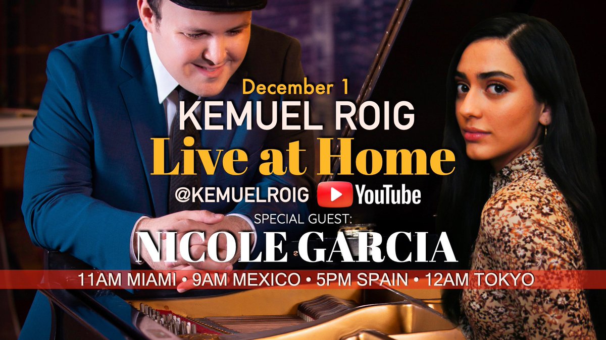 kemuelroig's tweet photo. Don’t miss this week’s “Live at Home” on my YouTube Channel featuring the great singer @nicollegars
We will be performing on a duo setting and it will be super fun!
Come and chat with us. Nicolle Garcia is a great talent, which like myself, graduated from @frostschoolum https://t.co/VjxsOJOHkg