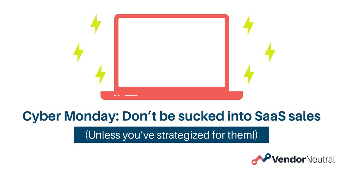 The SaaS deals and discounts, offers and freebies will be hitting your inbox today, but push back on the pressure sale! Even a great piece of software at a hefty discount is likely to be the WRONG piece of software if you purchase without a plan #CyberMonday #SaaSSale #SalesTech
