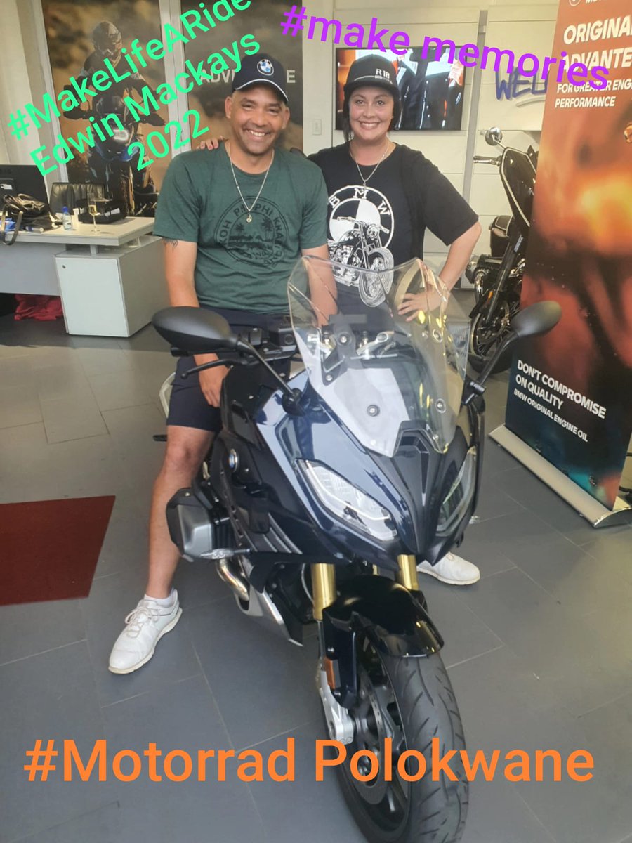 MotorradPLK's tweet photo. Congratulations Mr. Edwin Mackays on your BMW R1250 RS Sport. Nikita Crewe thanks you for your support. Together we hope you choose a new path every second and never look back. And that's how you #MakeLifeaRide.

#BMWR1250RSSport  
#BMWMotorradPolokwane 
#TheLMGExpierience https://t.co/pdzkFR8jME