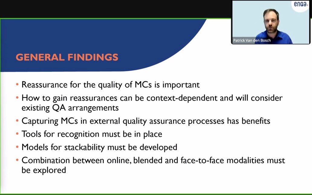 JennekeLokhoff's tweet photo. Peter van den Bosch from #VLUHR QA on quality assurance of microcredentials at @EADTU s “microcredential in context” week. Quality is an essential aspect in the recognition proces and these results very relevant for strengthening the eco system @ENIC_NARIC https://t.co/2ZCM7LhSpB