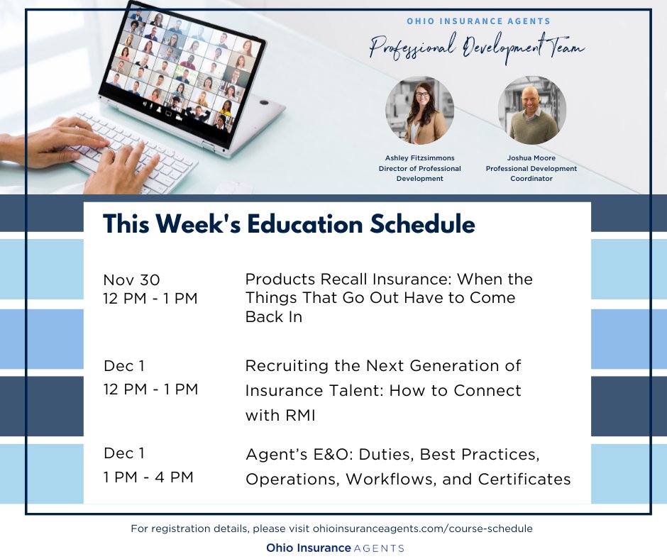 We hope you all had a great Thanksgiving break! We're back at OIA and ready to hit the ground running and hope you are too! Here is our education schedule for the week. Register for all courses on our website: bit.ly/2QwwbuL