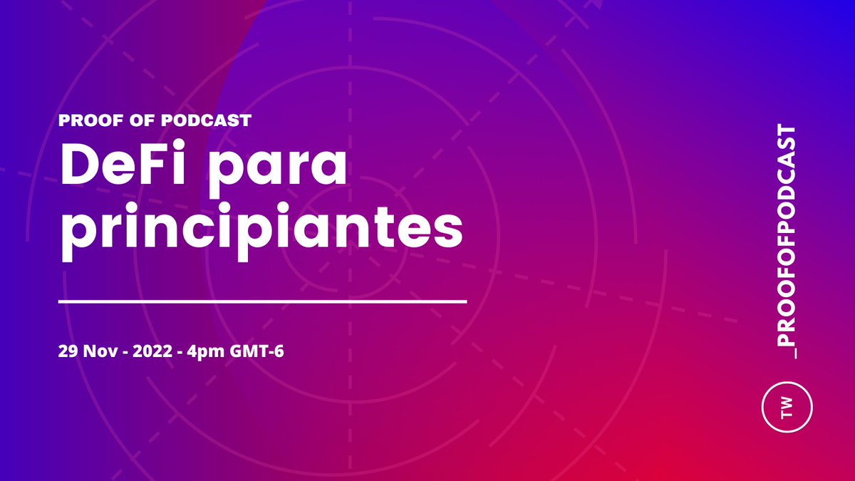 Aprende sobre los conceptos básicos de DeFi en nuestro podcast en vivo.

¡Te esperamos!

🇲🇽 🇨🇴 🇪🇨 🇵🇪 🇵🇦 5pm
🇨🇷 🇳🇮 🇭🇳 🇸🇻 4pm
🇻🇪 🇵🇾 🇧🇴 6pm
🇦🇷 🇺🇾  7pm

Co-hosts:
<a href="/_JustinCast/">JustinCast</a>
<a href="/jafetsc/">Jafet</a>
<a href="/brolag/">Alfredo</a>

x.com/i/spaces/1OwGW…