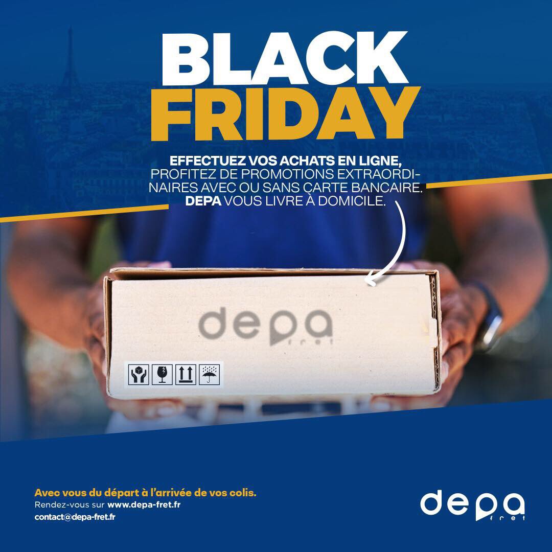 depafret's tweet photo. 🎉𝑩𝑳𝑨𝑪𝑲 𝑭𝑹𝑰𝑫𝑨𝒀 𝑵’𝑬𝑺𝑻 𝑷𝑨𝑺 𝑻𝑬𝑹𝑴𝑰𝑵𝑬́ 🎉 

Les promotions continuent sur plusieurs sites d’achats en ligne : 
➡️ Commandez vos articles
➡️ Remplissez vos paniers
DEPA se charge de vous livrer à domicile, à Douala et à Yaoundé entre 3 à 5 jours seulement 📦🚚 https://t.co/uUwMWTiicK