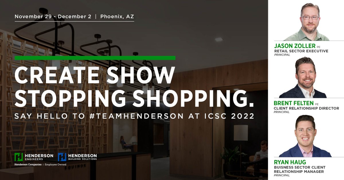 hendersonengs's tweet photo. #TeamHenderson is headed to @ICSC #Centerbuild conference to connect with industry leaders and focus on how we can support retailers in delivering high-quality, #multichannel brand experiences. Say "hi" to Jason Zoller, Brent Felten, and Ryan Haug if you see them! https://t.co/s3AodPVNZa