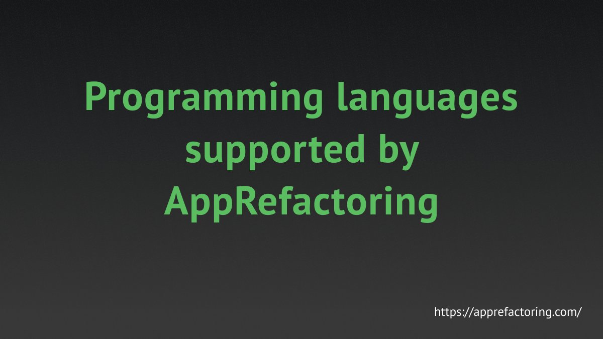 app_refactoring's tweet image. FAQ | What programming languages ​​does Apprefactoring support?

Java, Kotlin, C#, Swift, TypeScript, JavaScript, Objective-C, PHP, Go.

#apprefactoring #refactoring #software #programminglanguages
