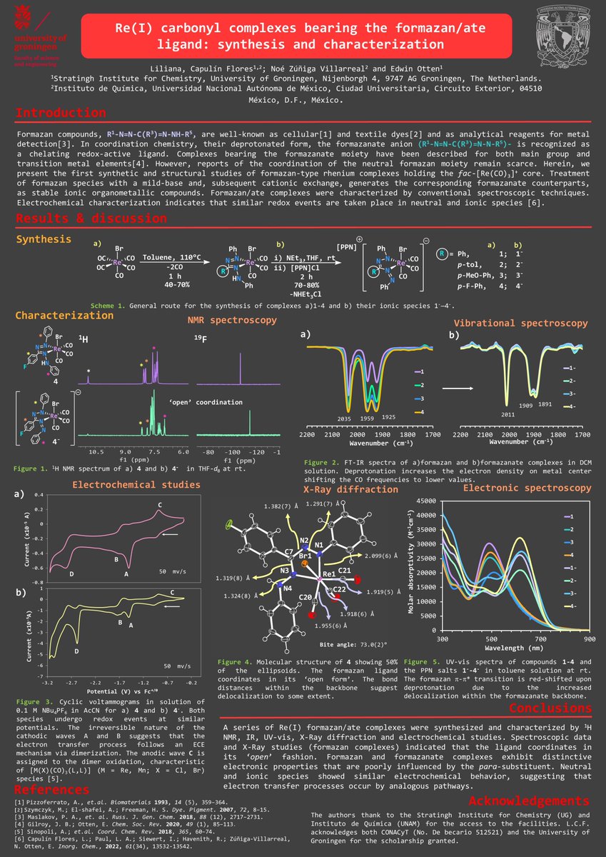 Liliana Capulín (@liliana_cflores) on Twitter photo Hi <a href="/LatinXChem/">LatinXChem</a>, this is our contribution: "Re(I) carbonyl complexes bearing the formazan/ate ligand: synthesis and characterization" #LatinXChem22 #LXChemInorg #Inorg36 <a href="/GroupOtten/">Otten Group UGroningen</a>. Part of this work was published in <a href="/InorgChem/">Inorganic Chemistry</a> doi.org/10.1021/acs.in… Hi <a href="/LatinXChem/">LatinXChem</a>, this is our contribution: "Re(I) carbonyl complexes bearing the formazan/ate ligand: synthesis and characterization" #LatinXChem22 #LXChemInorg #Inorg36 <a href="/GroupOtten/">Otten Group UGroningen</a>. Part of this work was published in <a href="/InorgChem/">Inorganic Chemistry</a> doi.org/10.1021/acs.in…