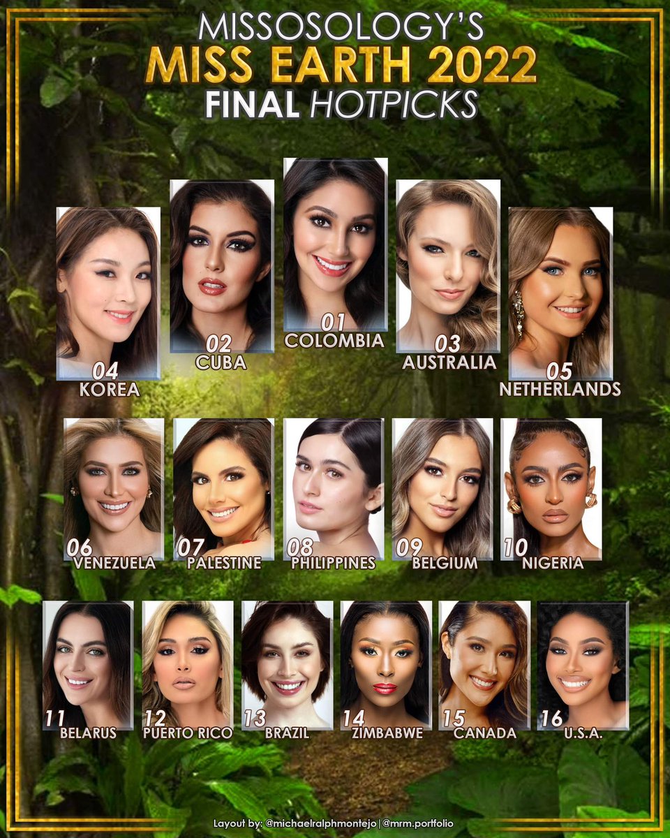 missosology's tweet photo. Miss Earth 2022 Final Hot Picks
#MissEarth #missearth2022 #missosology 
Read https://t.co/MHx8gWHzRP https://t.co/UQwHuJVDEN