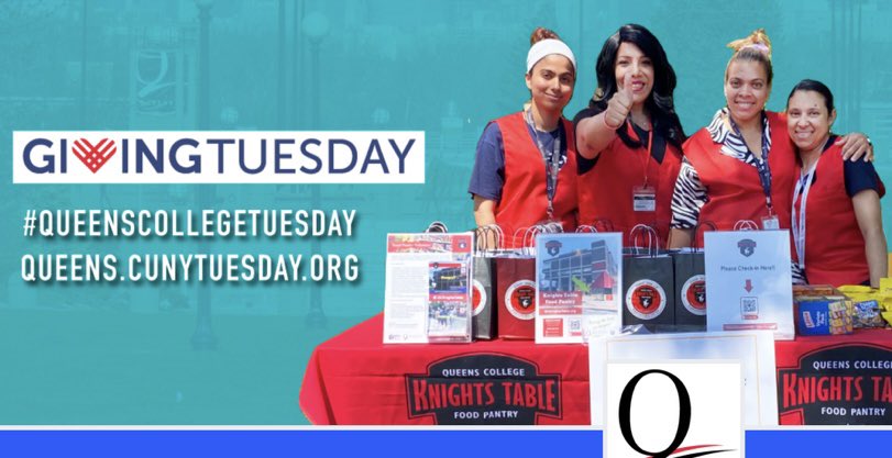 QCKnightsTable's tweet photo. Hello QC / CUNY family 🙋🏻‍♀️
Friendly reminder TOMORROW is Giving Tuesday!! 
Please remember that we need your help to continue fighting hunger!!
Click on the link below to donate! Thank you so much 🙏🏼 #QCKnightsTable #CUNY #HealthyCUNY #GivingTuesday

https://t.co/dE2oVcT0pv https://t.co/ywsHlvZaPU