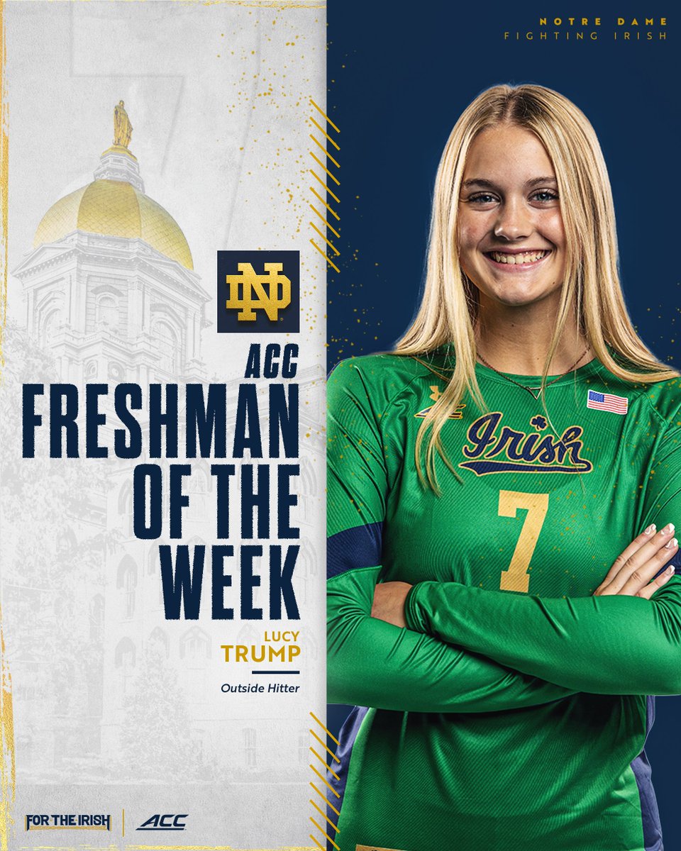 NDvolleyball's tweet image. 👏👏👏

Congrats to our very own @lucytrump7 for earning ACC Volleyball Freshman of the Week honors! 

#GoIrish☘️