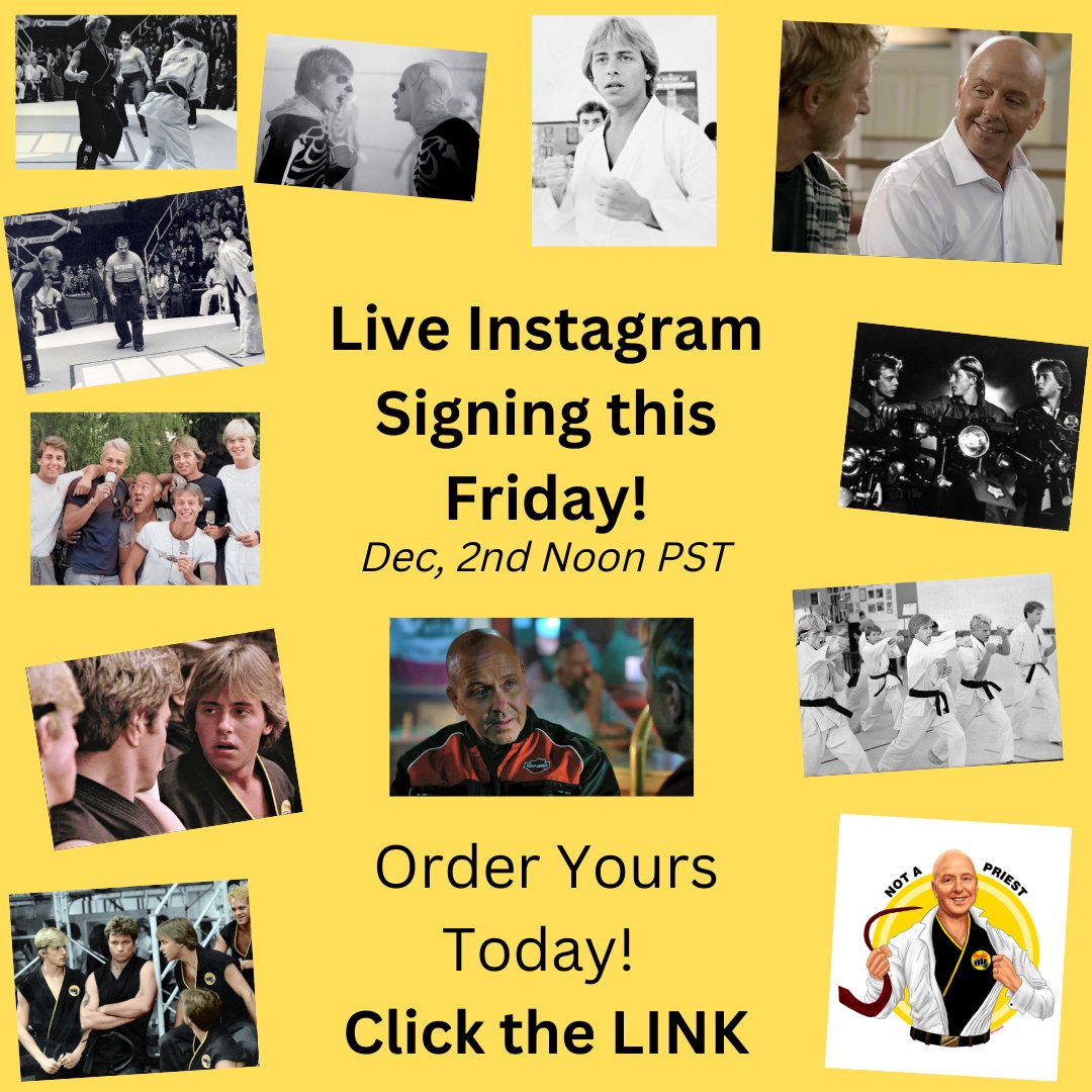 This Friday, Dec. 2nd, I'm signing photos like these #live on Instagram. Order yours today and I'll see you at Noon PST this coming Friday when I'll sign it to you (or someone special) live. 17 choices #cobrakai & #karatekid CLICK: streamily.com/ronthomas #liveautographsession