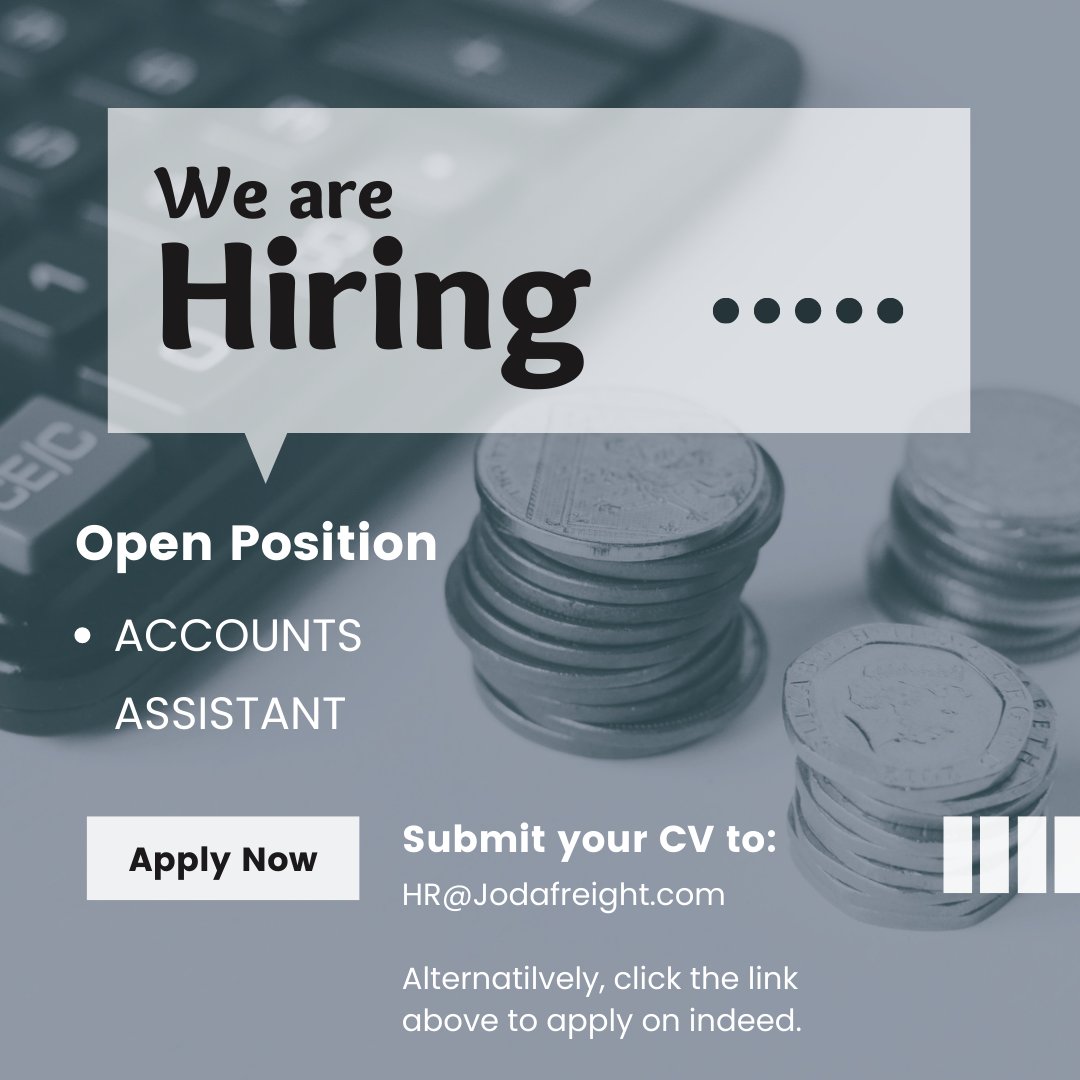 We are currently seeking for an Accounts Assistant to join our finance team. If you or someone you know may be interested in this role then we welcome your application. Please send your CV to HR@jodafreight.com or click the link below to apply now.
employers.indeed.com/jobs/view?id=b…