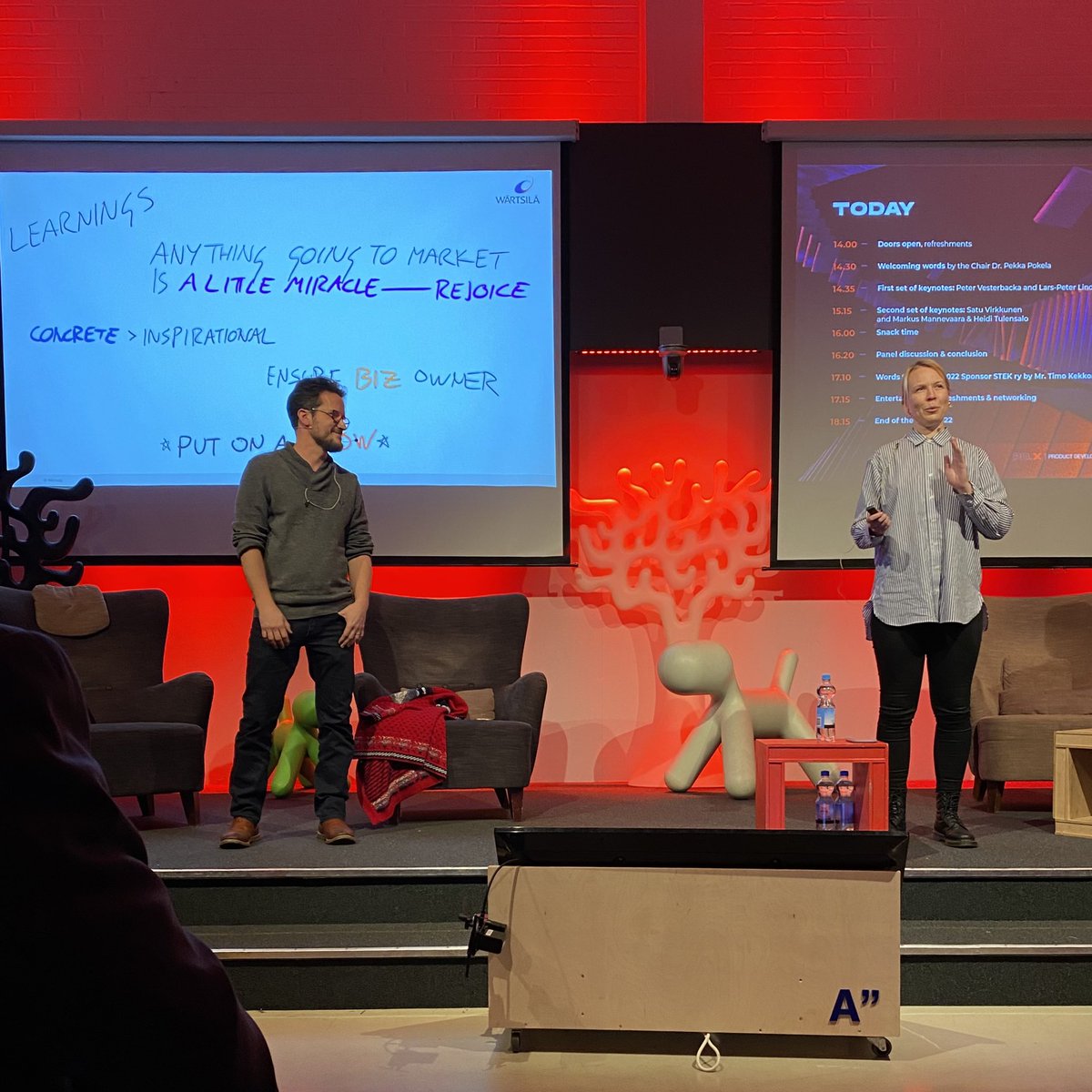 Tua Björklund (@tuabjorklund) on Twitter photo Markus Mannevaara and <a href="/heiditulensalo/">Heidi Tulensalo</a> sharing their @WartsilaVoyage lessons learned on impactful rapid #prototyping: make it concrete & vivid, and make sure you keep in mind not just the customer but also who in the organization would take concepts further
<a href="/AaltoDF/">Aalto Design Factory</a> #PDX @AaltoENG Markus Mannevaara and <a href="/heiditulensalo/">Heidi Tulensalo</a> sharing their @WartsilaVoyage lessons learned on impactful rapid #prototyping: make it concrete & vivid, and make sure you keep in mind not just the customer but also who in the organization would take concepts further
<a href="/AaltoDF/">Aalto Design Factory</a> #PDX @AaltoENG