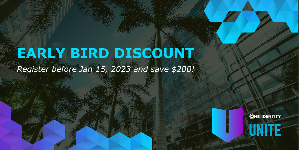 An excuse to go to Miami in the Spring AND an opportunity to accelerate your #IdentitySecurity for only $199? Register for #OneIdentityUNITE by Jan. 15, 2023 to make this dream a reality by taking advantage of Early Bird savings: okt.to/1uWy2v