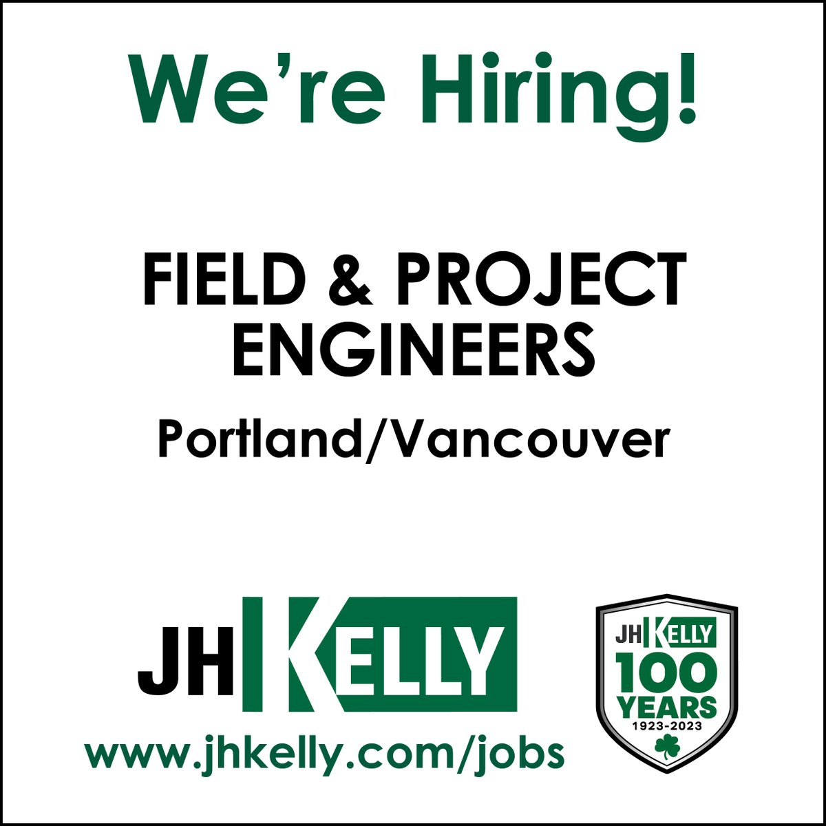 PortlandMechCG's tweet image. We’re looking for FIELD &amp;amp; PROJECT ENGINEERS in the PDX Market (Vancouver &amp;amp; Portland) ✅ Learn more and apply online, visit: jobs.ourcareerpages.com/job/763753 🍀 Or view all of our available positions at jhkelly.com/jobs #JHKcareers #JHKelly #Since1923 #Hiring #Jobs #ProjectEngineer