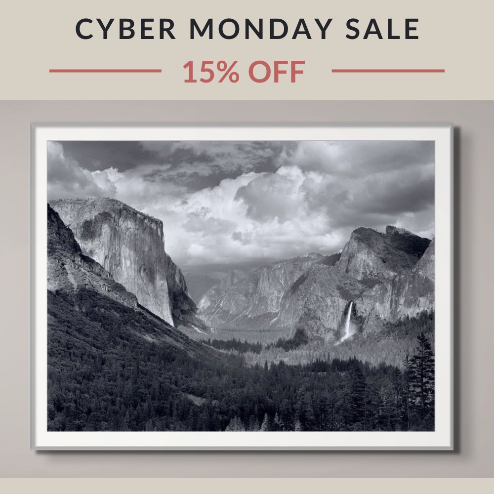 Today is not your average Monday! Take advantage of our Cyber Monday Sale, valid through the end of day today. This is our biggest and last sale of the year - we offer 15% discount on Ansel Adams Exclusives*. *Restrictions apply. See site for details. shop.anseladams.com/collections/an…