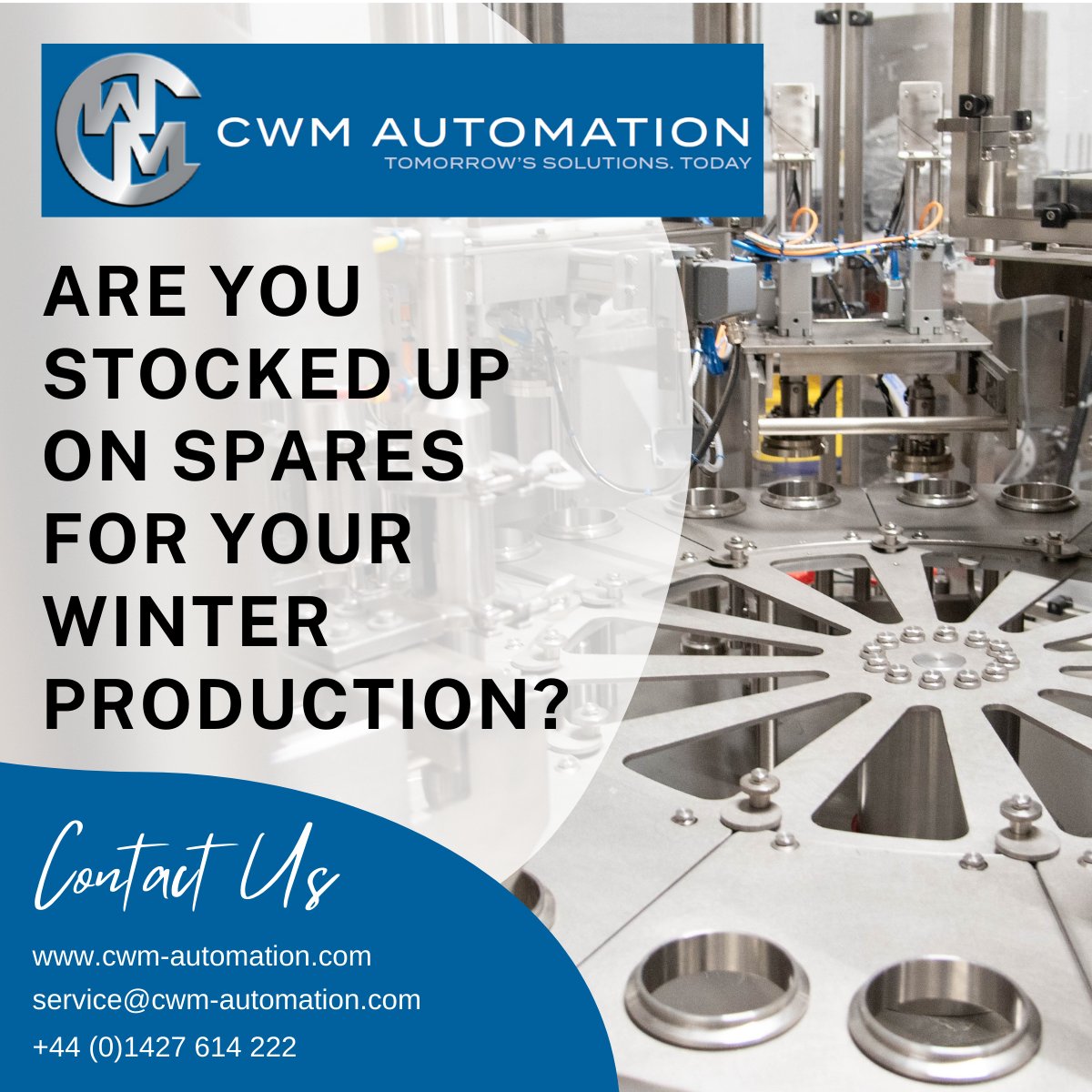 CWMAutomation's tweet photo. Are you fully stocked up on the spare parts you need for your Winter production? If the answer is no, get in touch with our service department today for a free quotation! 
Contact our friendly team: https://t.co/Aamqv83It2

#spareparts #aftersales #service #ukmanufacturing https://t.co/vhDvzsyNkD