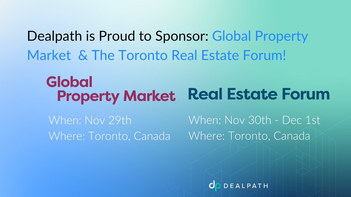 dealpath's tweet photo. Dealpath is proud to sponsor both #GPM22 and #TREF22 in partnership with @re_forums! As the market prepares for 2023, we're excited to discuss how industry leaders rely on Dealpath as their #realestateinvestment command center. #proptech #cretech #cre #realestate https://t.co/Hg8VVnbgua