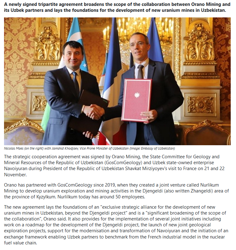 quakes99's tweet photo. #France's #Nuclear reactor fleet fuel provider Orano lays foundations of an "exclusive strategic alliance" with #Uzbekistan to develop new #Uranium mines 🇫🇷⚛️⛏️🇺🇿 #mining #SupplySecurity #EnergySecurity 🏄 https://t.co/0fKhG6Ag5u https://t.co/vwn22y5ae5