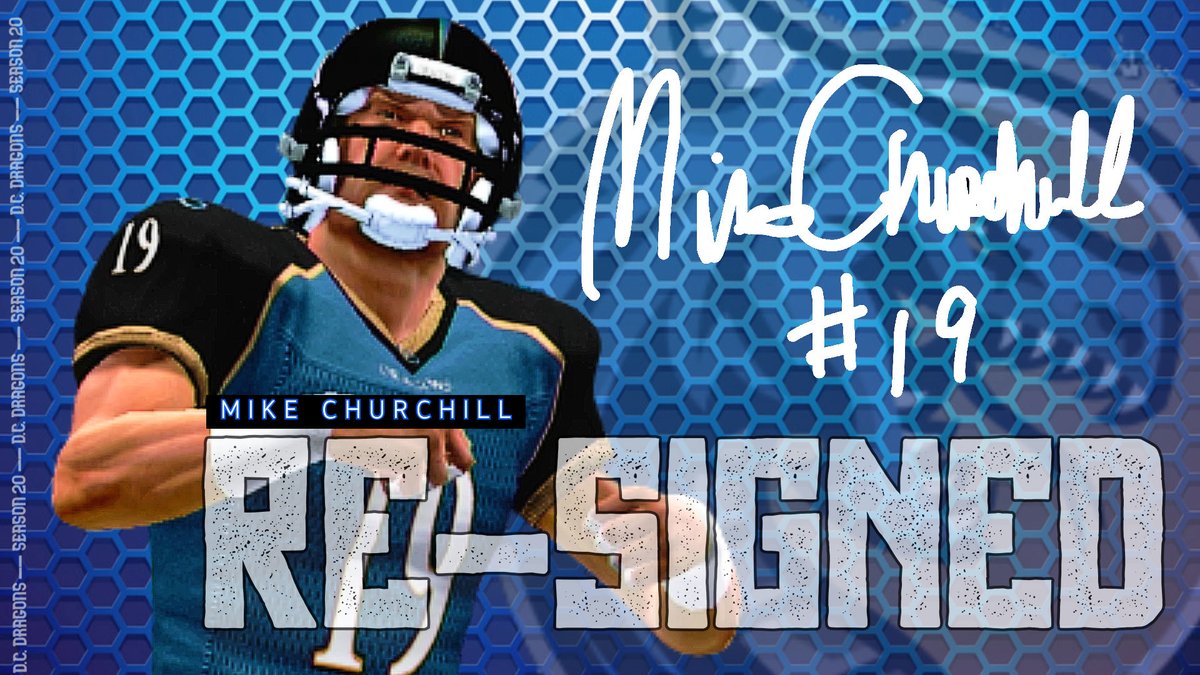 The D.C. Dragons are proud to announce the re-signing of wide receiver Mike Churchill for Season 20 of the <a href="/simulationfl/">Simulation Football League</a>. Mike had a playoff performance for the ages with a combined 13 receptions for 289 yards and three scores in two postseason games last season.#TheFireRises🔥