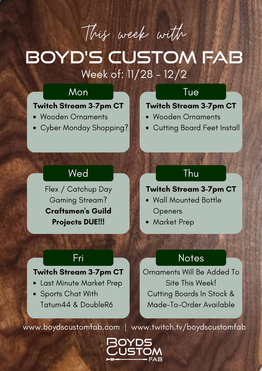 Stream schedule for the week!