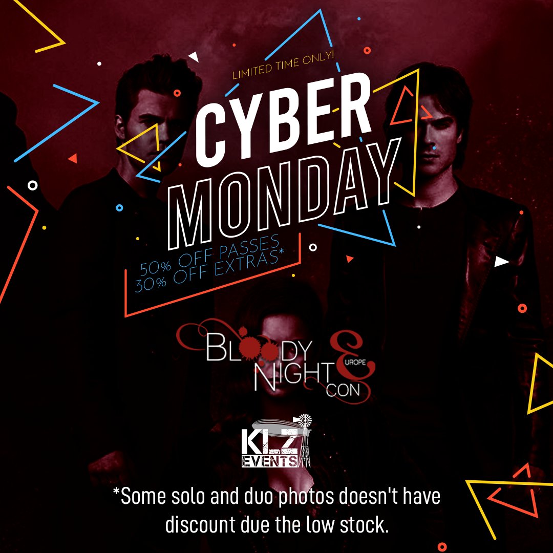 KLZ_Events's tweet photo. 💙💙 CYBER MONDAY SALES! 💙💙
Only today until 23.59h. The major discounts of the whole year 😊🔥🍷🔪🐺
👉🏼 https://t.co/5qrX460Ge5
#onehundredcon
#bloodynightcon_europe
#DarkShadeCon
#WereWolfCon https://t.co/EHpm0cUpD9