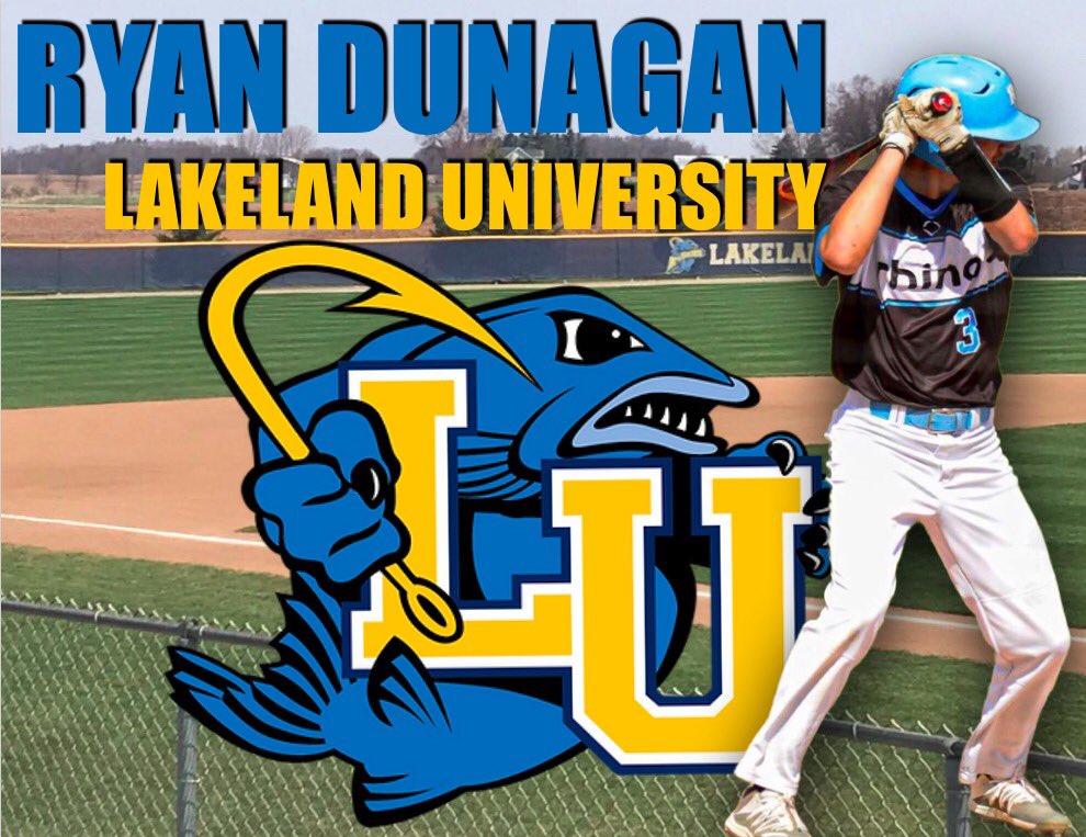 Congrats to ‘23 RHP/1B Ryan Dunagan on his commitment to Lakeland University!

Dunagan is one of the most improved players in our program over the last few years. 

A joy to coach &amp; a great teammate Ryan has been up to 85 off the bump &amp; has a tight breaking ball.

Congrats Dunny!