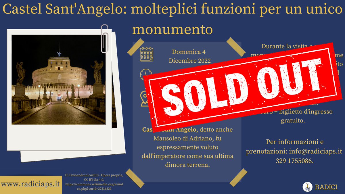 🏰Castel Sant'Angelo, un monumento che nel corso del tempo ha assunto molteplici funzioni. 
Venite a scoprire con noi la sua storia! ✨
 #radiciaps #visite #cultura #storia #esperienze #musei #roma #inclusione #accessibilità #castelsantangelo #Domenica4Dicembre #Dicembre