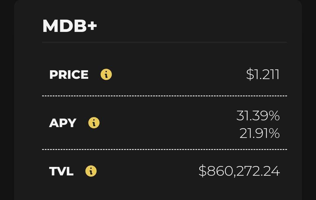 theHODLhq's tweet photo. Current yields on MDB+ and Phoenix+ are great. 

Each token is 100% backed by BUSD and cannot go down in value - a great way to earn without needing to farm or lock up your tokens! 

https://t.co/1FHdr0G1sJ https://t.co/YIA4FoDycY
