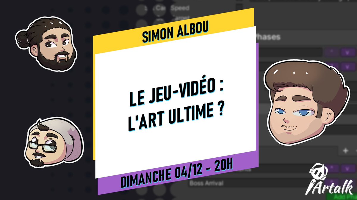 Aonynth's tweet photo. Prochain #Artalk nous recevrons @AlbinosMou, employé chez @HomoLudensGames sur le jeu @BloomingBiz 😎 Ça vous dit sûrement quelque chose : il avait été présenté par @JeuxMadeInFR sur la chaîne de @mistermv !
"Le JV est-il l'art ultime ?"
Émission co-casté par @LouisGrievesArt ! https://t.co/u2G6qsrfv7