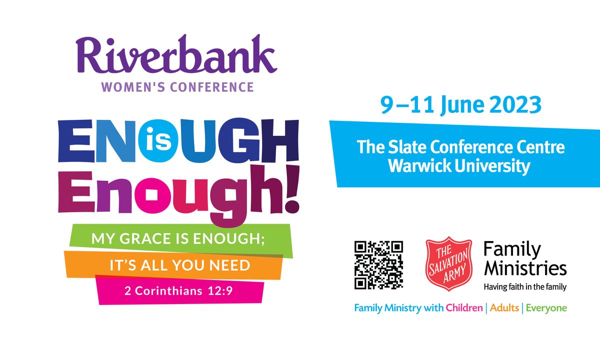 Super exited that booking is now open for our Women's Ministry Conference next Summer!
Click here for highlights of last year's event and link to the booking form
salvationist.org.uk/events/riverba…
 
#womensministry #enoughisenough