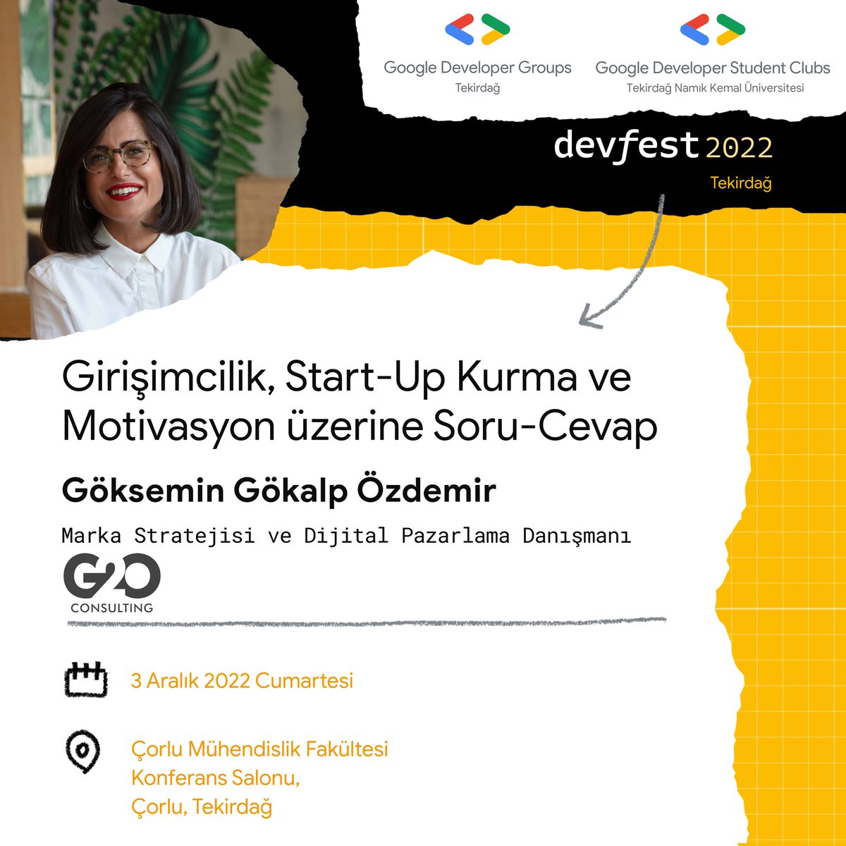 🚀 Sıkı durun! Muhteşem bir konuşmacıyla daha sizlerleyiz!

💥 Birçok şirkette marka yöneticiliği yapmış, G2O Consulting şirketinin kurucusu, Marka Stratejisi ve Dijital Pazarlama Danışmanı, aynı zamanda “Dijitalin Kitabı Mı Olur” adlı kitabın yazarı <a href="/goksemin/">göksemin gökalp özdemir</a> +