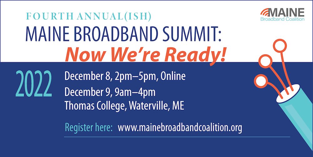The MBC announces the 4th Annual(ish) Maine Broadband Summit! This year's event includes sessions on Successful Public/Private Partnership Models, Workforce Development, Wireless Options for Reaching All Mainers and more! Visit lnkd.in/g6D-ZUeD to register and learn more!