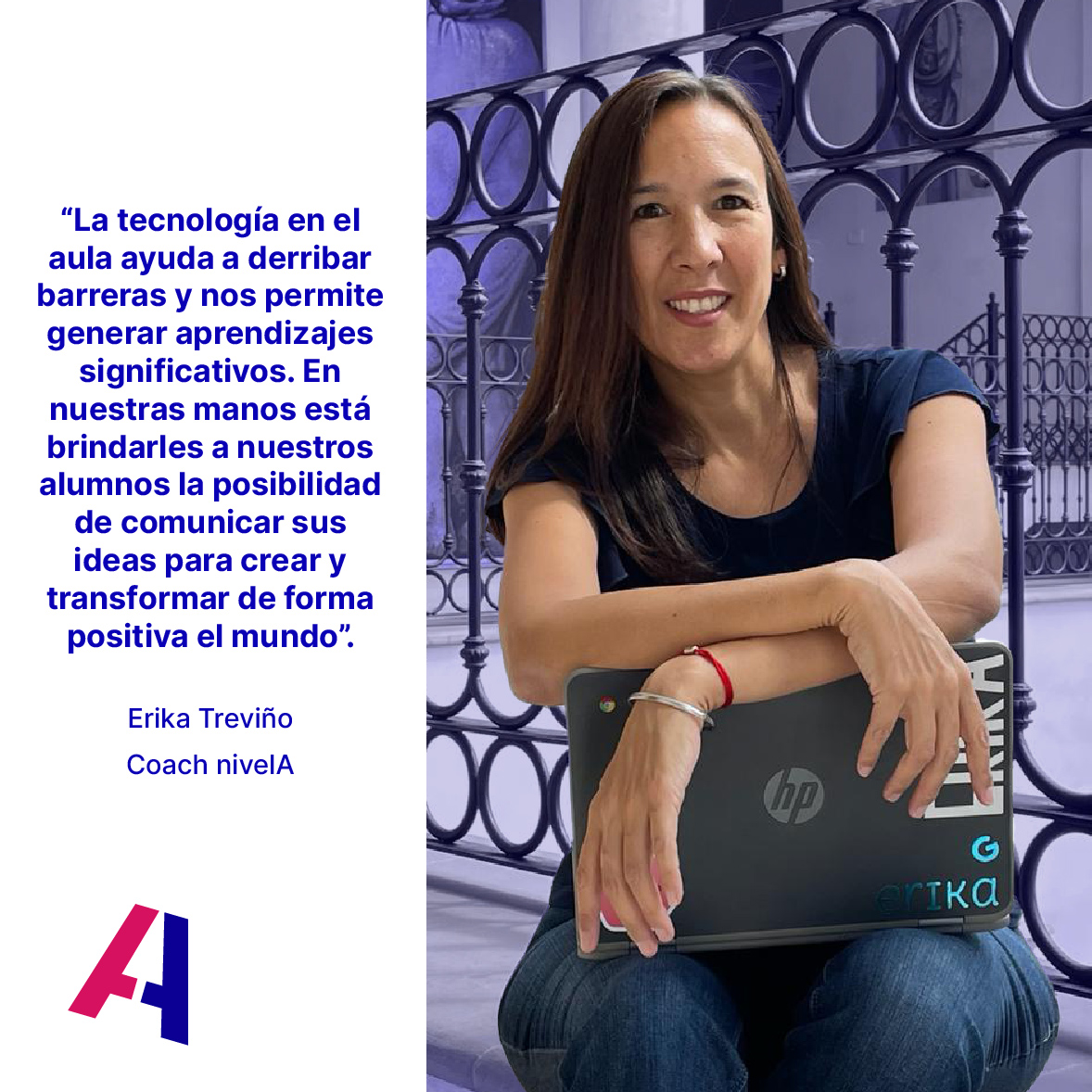 Hoy te presentamos a otro miembro del team de nivelA 💪🏼. Ella es Erika y nos dejó esta frase sobre la importancia de la tecnología en la educación. ¿Qué opinas, estás de acuerdo? 🤔 Cuéntanos en los comentarios, te leemos 👀.

#nivelAEdu #estoesnivelA #Educacion
