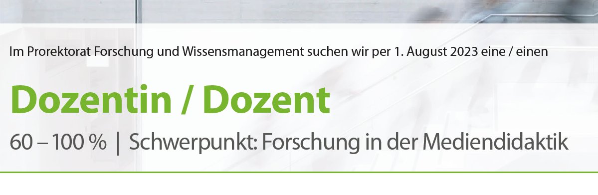 #Stelle: 
An der #phtg haben wir ab So 23 drei Stellen in der Forschung zu besetzen. Unter anderem im Bereich #mediendidaktik zu Bildungs- und Entwicklungsprozessen im Kontext von #Bildungstechnologien und #Digitalität (60-100%) 
phtg.ch/de/hochschule/…

#Bildungsforschung