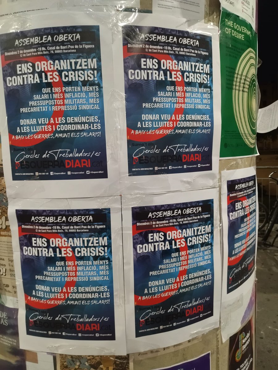 Seguim! Escalfant motors pel 2/12: assemblea oberta del Cercle de Treballadors/es d'Esquerra Diari!
Ens organitzem contra les crisis que ens porten més #inflació i menys salari, més #pressupostos militars, #precarietat i #repressiósindical.

A baix les guerres, amunt els salaris!