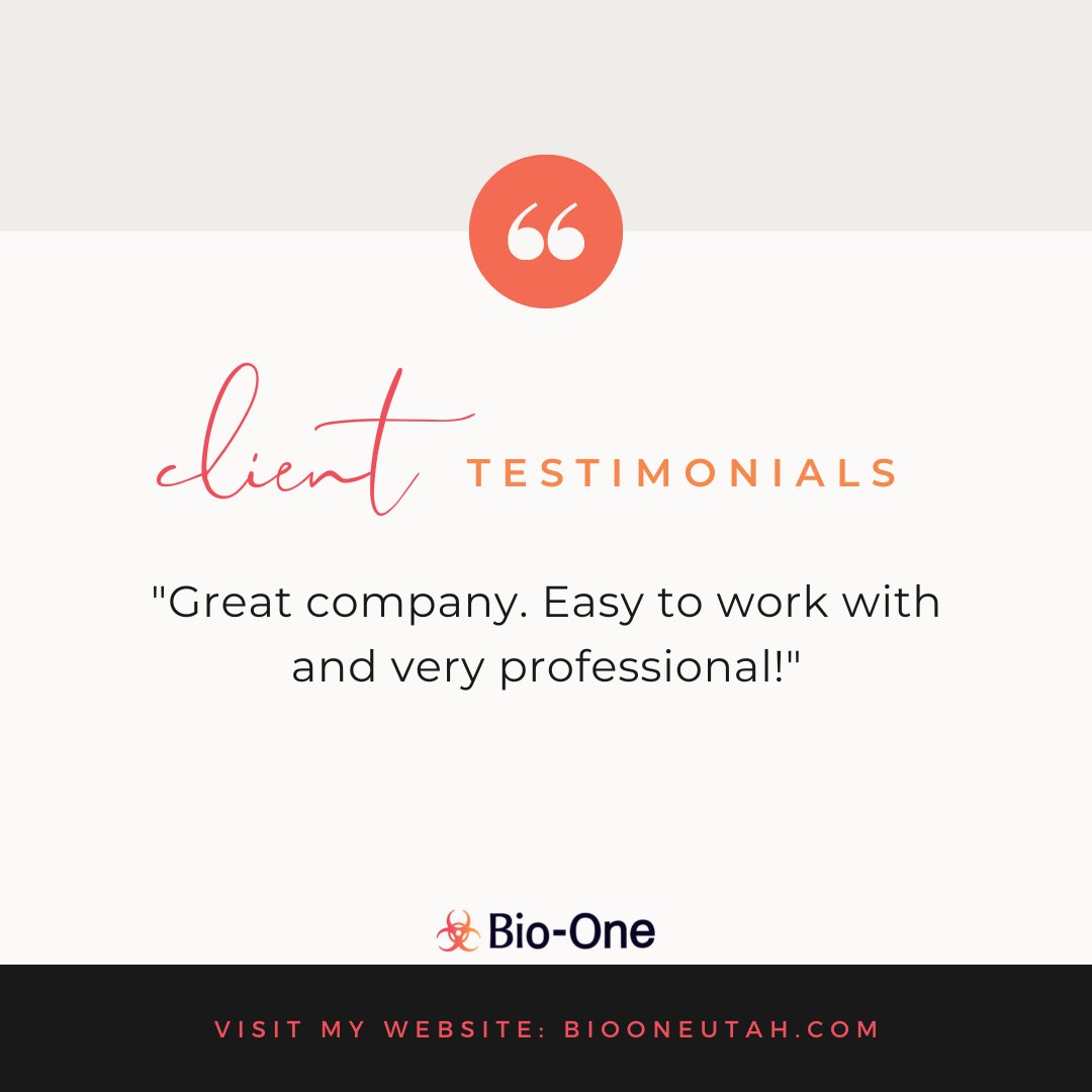 BioOneUtah's tweet image. Thank you so much to our dear clients! Your words like this will be our motivation do work for the best!

Learn more at biooneutah.com or call us to book an appointment 385-310-5102 #biooneutah #sanitation  #cleaninghacks #biohazard #clienttestimonials #reviews