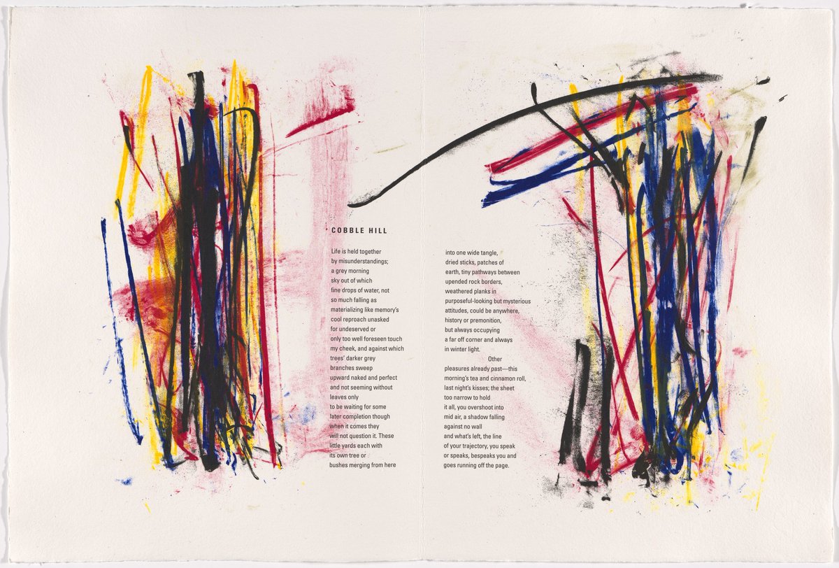 ArtistJMitchell's tweet photo. Joan Mitchell, Double page in-text plate (folios 5 verso and 6) from Poems, 1992 #joanmitchell #museumarchive https://t.co/Z2XqTzok54 https://t.co/CAmvYfgmun