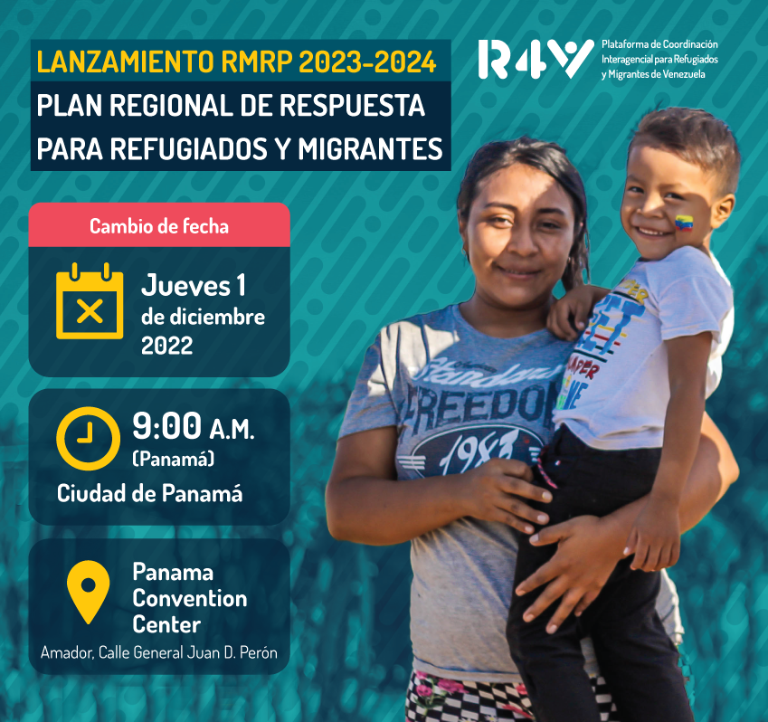 El Plan de Respuesta para refugiados y migrantes de Venezuela 🇻🇪 para 2023 y 2024 de la <a href="/Plataforma_R4V/">Plataforma R4V</a> se lanzará el 1 de diciembre.

No te lo pierdas: bit.ly/3AQCNbM 

#JuntosXLosVenezolanos
