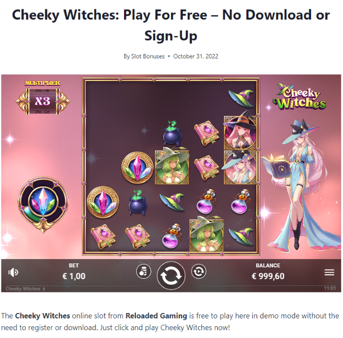 NewFreeSlotGame's tweet photo. Cheeky Witches: Play For Free @ https://t.co/KCSt8K05Ru FREEPLAY #Freeplay #CheekyWitches #NewGame  #FreeGames #Free #Casino #Gambling #Bet #Jackpot #CasinoOnline #Slots #Games #BigWin #Casinos #CasinoGames #SlotMachine https://t.co/Esp2FSMygd