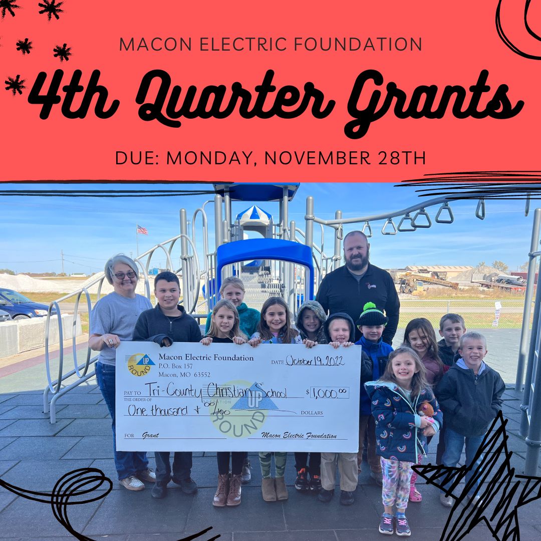 MaconElectric's tweet photo. Fourth-quarter applications are due TOMORROW, November 28, 2022! Do you know of a local nonprofit organization that needs funding? The Macon Electric Foundation awards qualifying projects up to $1,000! Check out our website for more info: https://t.co/6Z2aPjYXds! https://t.co/kIJKXxFtIl
