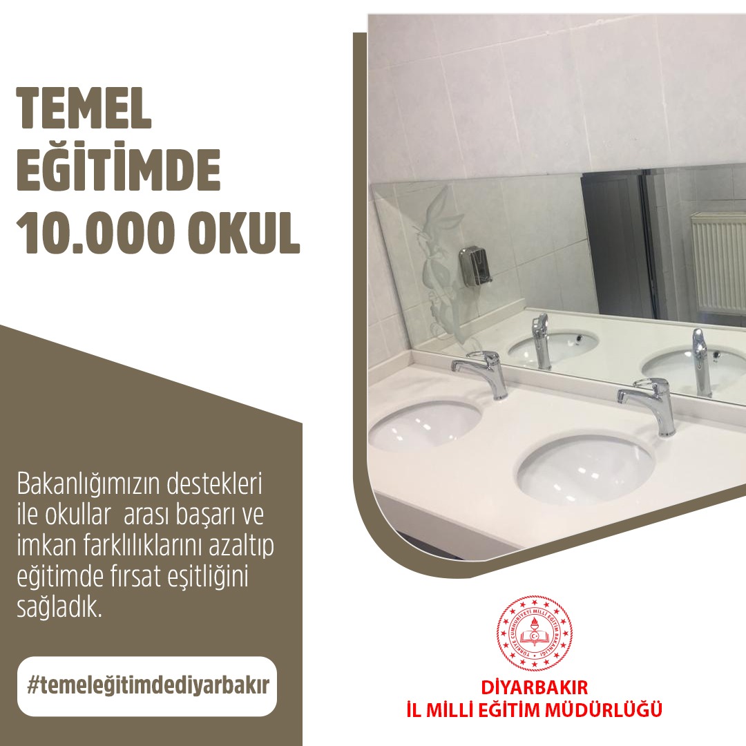 ✅Bakanlığımız tarafından eğitimde fırsat eşitliğini güçlendirmek, okullar arası başarı ve imkân farklılıklarını azaltmak amacıyla 10.000 ilk ve ortaokulun🏫 fiziki mekânları güçlendirildi.

#TemelEğitimdeDiyarbakır
<a href="/tcmeb/">Millî Eğitim Bakanlığı</a> 
<a href="/aliihsansu_/">Ali İhsan Su</a> 
<a href="/Murat4Kucukali/">Murat Küçükali</a>