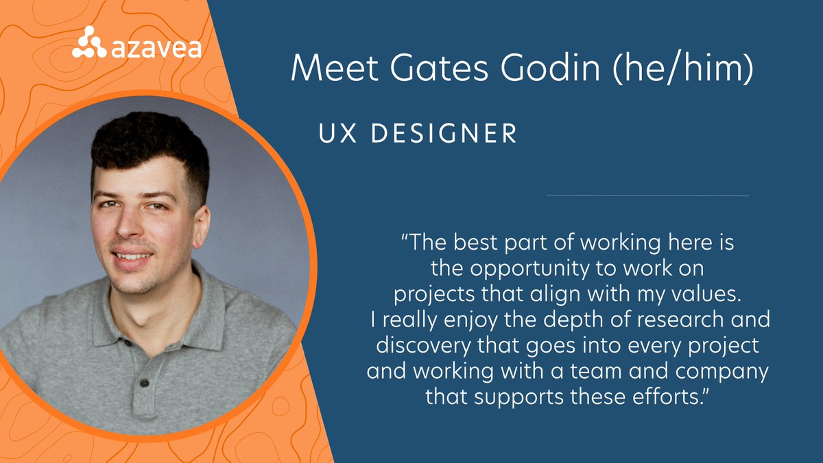 Meet Gates, a designer on our UX team!

According to Gates, "There is a world of opportunity, especially for a designer, in the geospatial tech industry. The work we do @Azavea balances technical &amp; creative challenges, all while having a meaningful impact on people &amp; the planet."