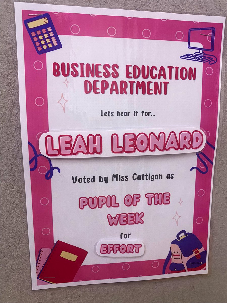 HarrisBusEd's tweet image. Congrats to last weeks pupil of the week ⭐️⭐️⭐️⭐️