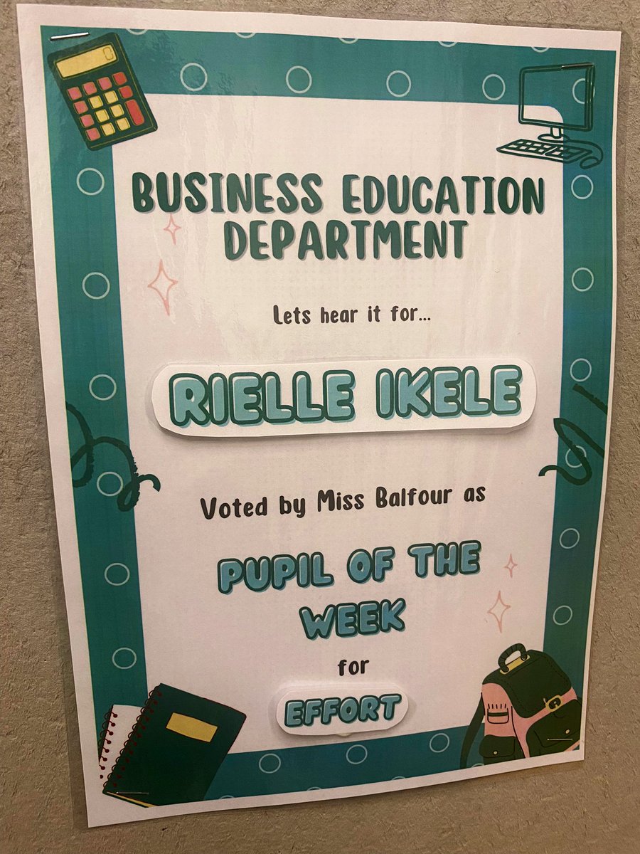 HarrisBusEd's tweet image. Congrats to last weeks pupil of the week ⭐️⭐️⭐️⭐️