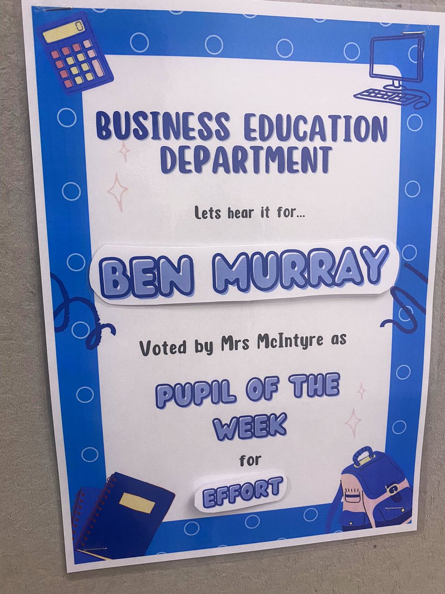 HarrisBusEd's tweet image. Congrats to last weeks pupil of the week ⭐️⭐️⭐️⭐️