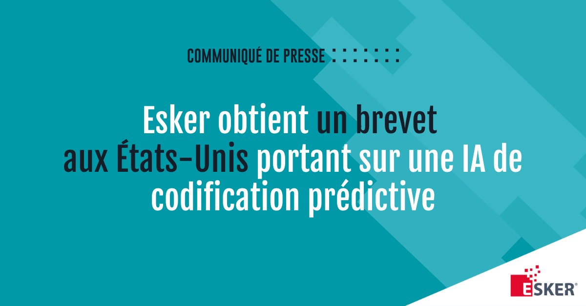 📢 Esker est fier d'annoncer l'obtention du brevet n° 11494551 attribué par le Bureau américain des brevets (U.S. Patent and Trademark Office) pour sa technologie de codification prédictive de documents. Pour en savoir plus, cliquez ici👉 esker.fr/a-propos-esker…