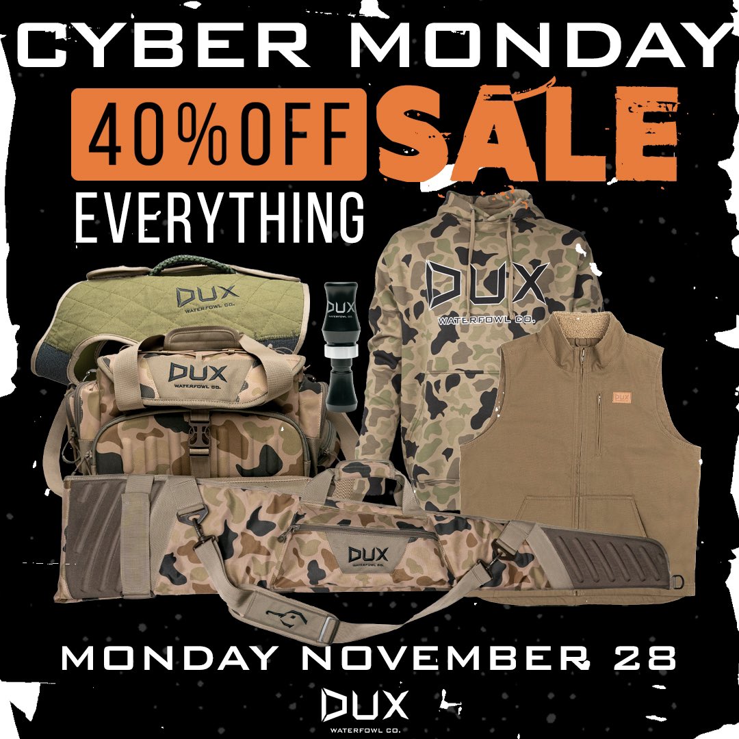 🚨🚨CYBER MONDAY SALE IS LIVE! 40% off EVERYTHING sitewide! 
#dux • #duxwaterfowl • #thenextgeneration • #ihuntdux