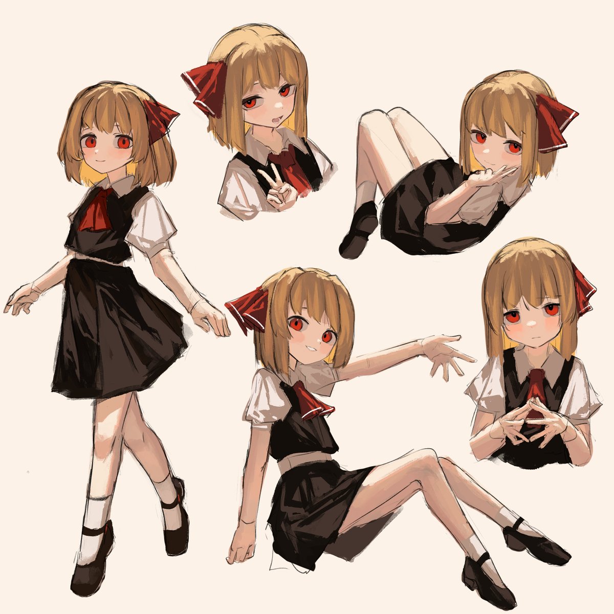 rumia 1girl red eyes skirt blonde hair red ascot ascot black skirt  illustration images