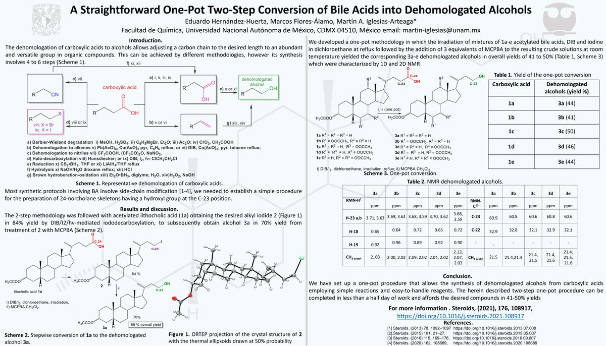 EHdzHta's tweet photo. Hi @LatinXChem , this is my work "Straightforward One-Pot Two-Step Conversion of Bile Acids into Dehomologated Alcohols" #LatinXChem22 #LXChemOrg #OC042 https://t.co/KDCfL2KaxM